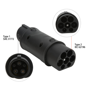 Tipo 2 a Tipo 1 Adaptador de cargador para vehículos eléctricos ICE 62196 Enchufe a J1772 Adaptador de carga 16A/32A 230V Convertidor de cargador para automóviles Electri 3