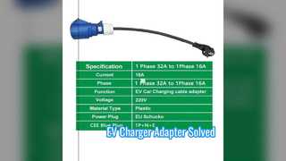 Adaptador Cargador EV Tipo 2 Azul CEE a Schuko