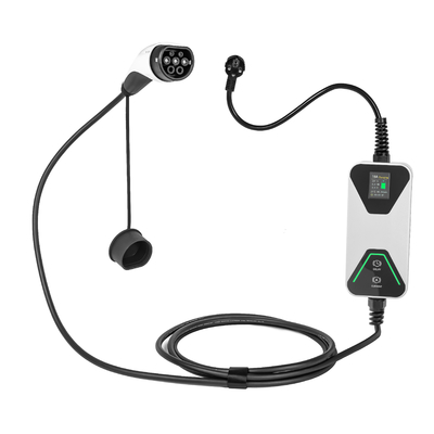 Cargador de vehículos eléctricos portátil Tipo 1 Tipo 2 Cargador de automóviles eléctricos 8A a 16A Estación de carga de vehículos eléctricos ajustable con enchufe Schuko